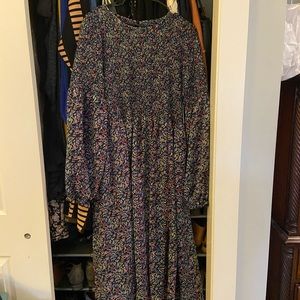 Nordstrom floral midi dress, cute sleeve detail